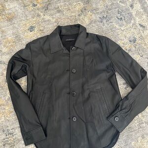 Theory Black leather shirt